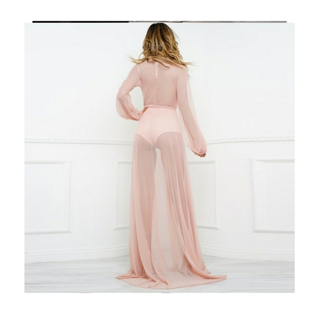 Pink chiffon long cover up - Picture 6 of 7